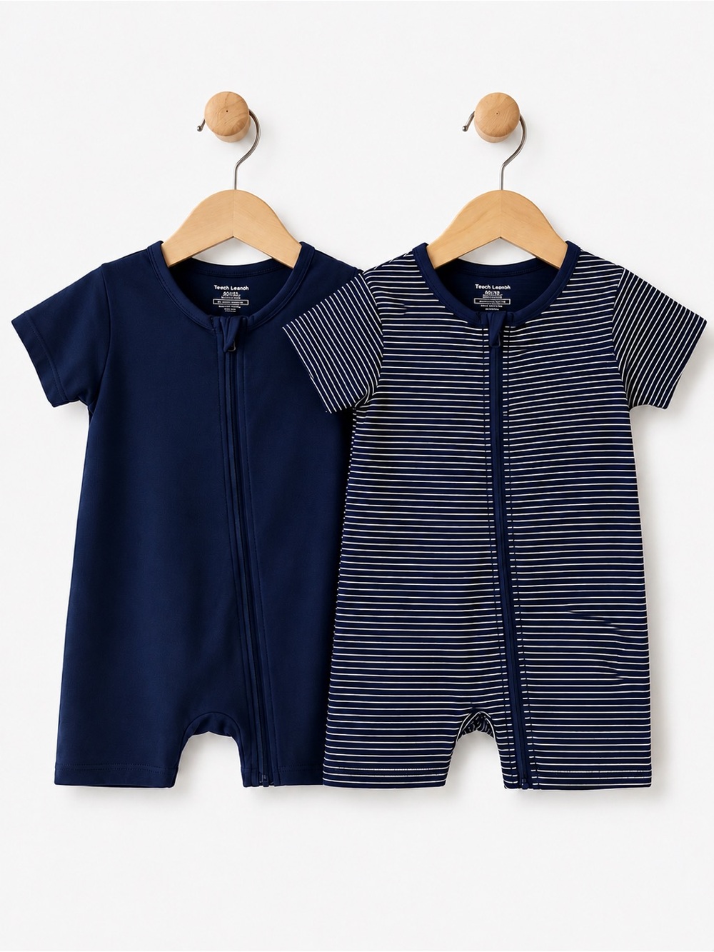 Teach Leanbh Navy + Stripe Boys (2) Zipper Pajamas Sleep and Play - 18-24 months